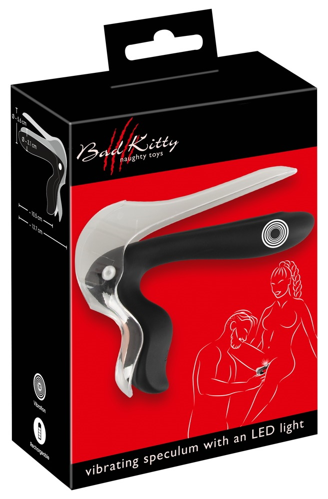 Bad Kitty Vibrating Speculum in Black, 2.5 Inches