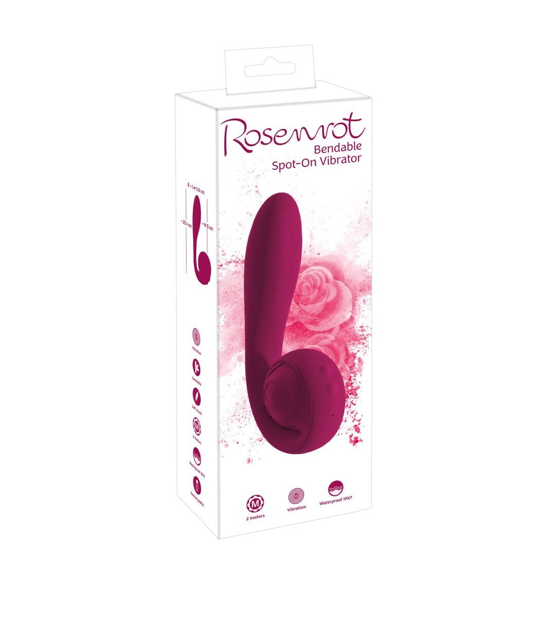 Rose Bendable Waterproof Silicone Vibrator For G-Spot and Clitoris