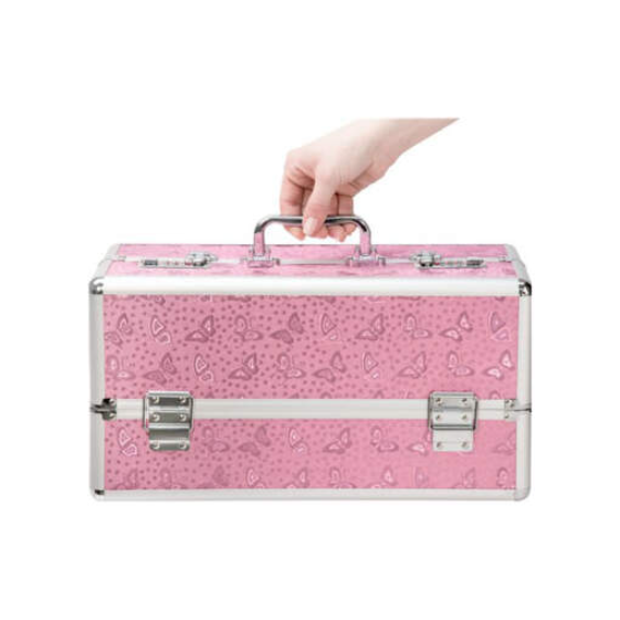 Lockable Large Vibrator Case in Pink for Secure Storage and Travel