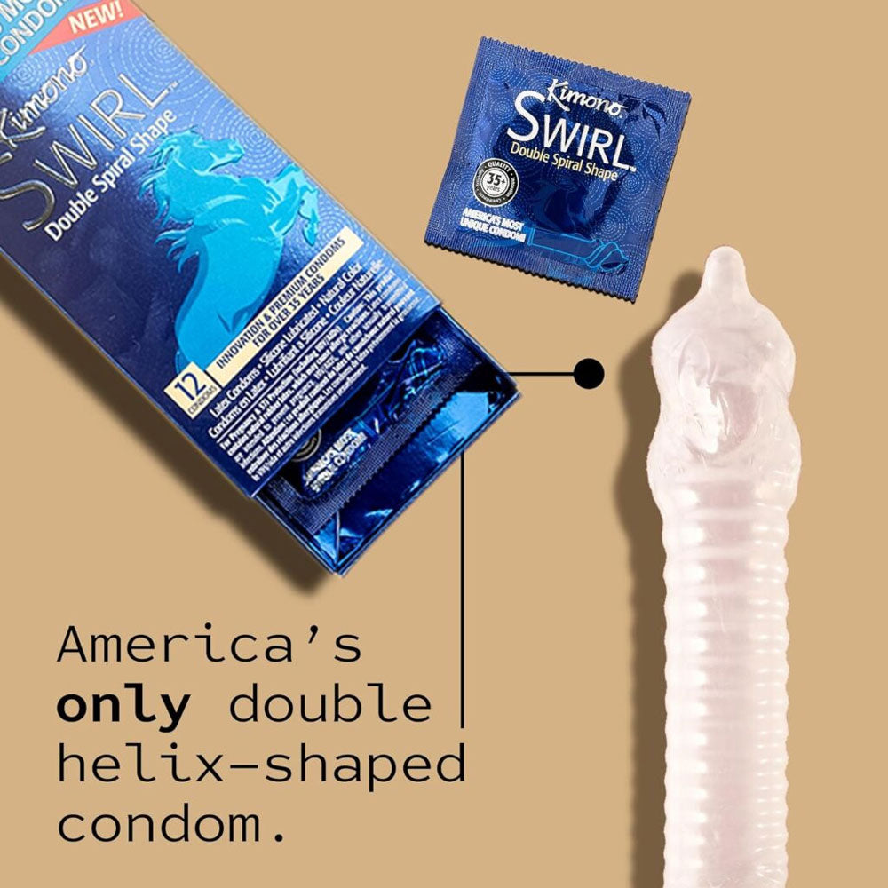 Kimono Swirl 3 Pack Condoms with Double Helix Stimulating Design
