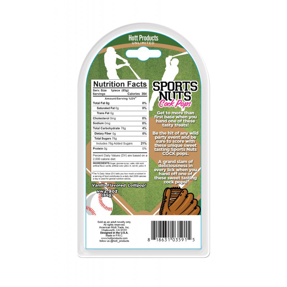 Sports Nuts Cock Pop (Vanilla Baseball) – Novelty Flavored Edible Candy Lollipop