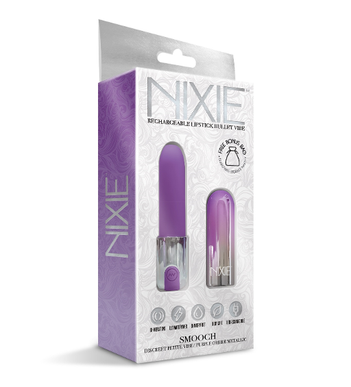 Nixie Smooch Lipstick Vibrator Purple Ombre 3.75 Inch Length Waterproof Whisper Quiet