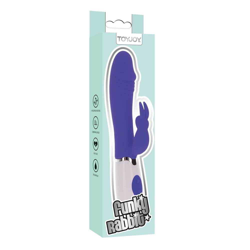 ToyJoy Funky Rabbit Vibrator – Splashproof Silicone Vibrator with Clitoral Stimulator