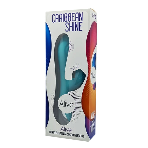 Alive Caribbean Shine Blue Teal G-Spot Pulsating and Suction Vibe 21 cm Splashproof