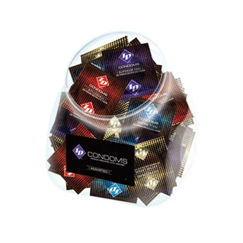 ID Lubricated Condoms Assorted – 144 Piece Condom Jar