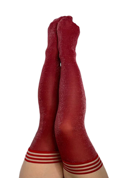 Kixies Holly Shimmer Cranberry Thigh-High Tights Size B