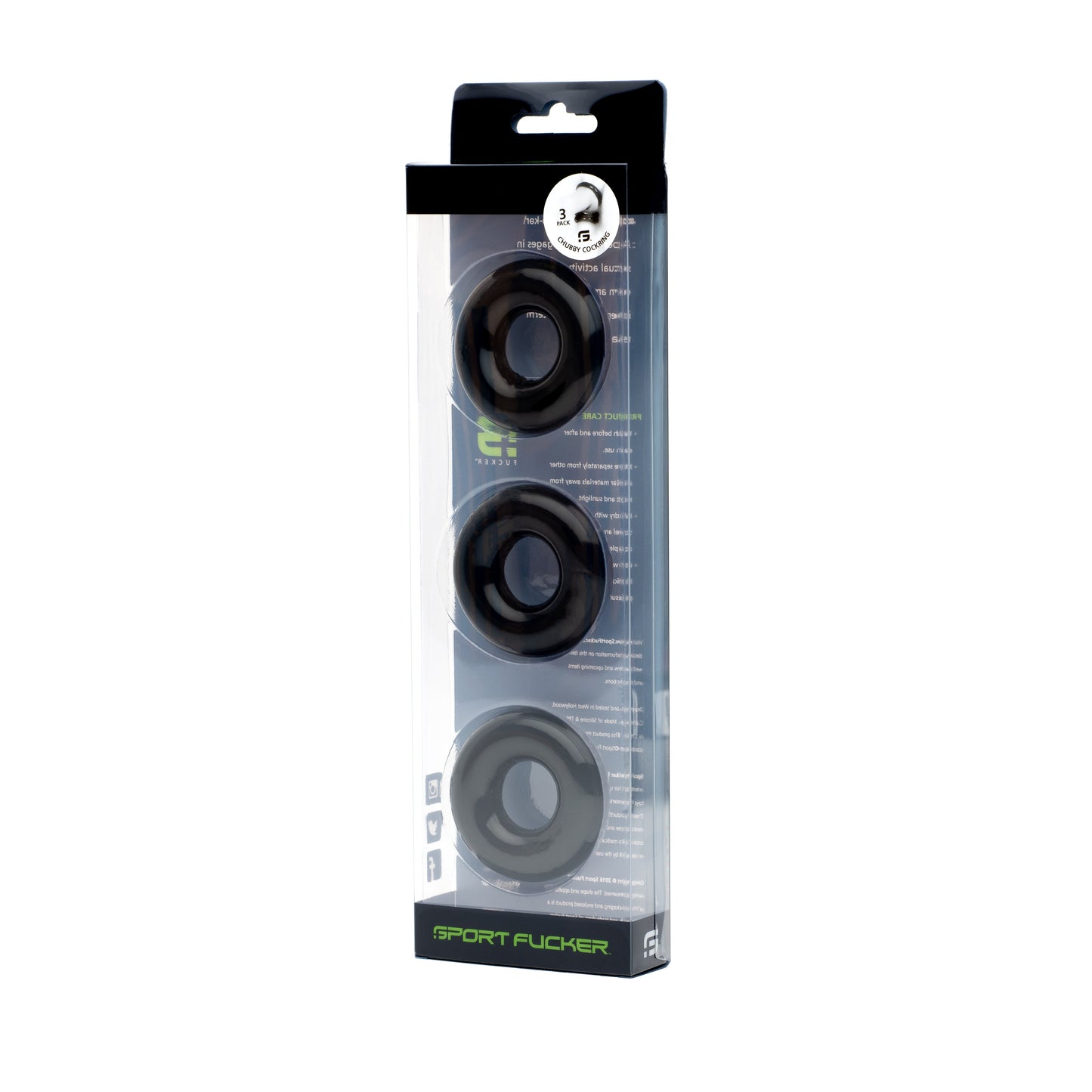 Sport Fucker Rubber Cockring 3 Pk Black - Stretchable Size