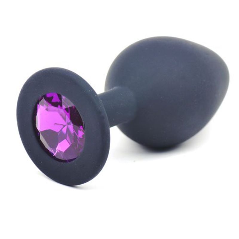 Silicone Anal Plug Medium with Purple Diamond – Medium Butt Plug
