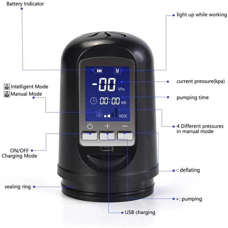 Luxury USB LCD Auto Pump – Rechargeable Penis Pump with Display