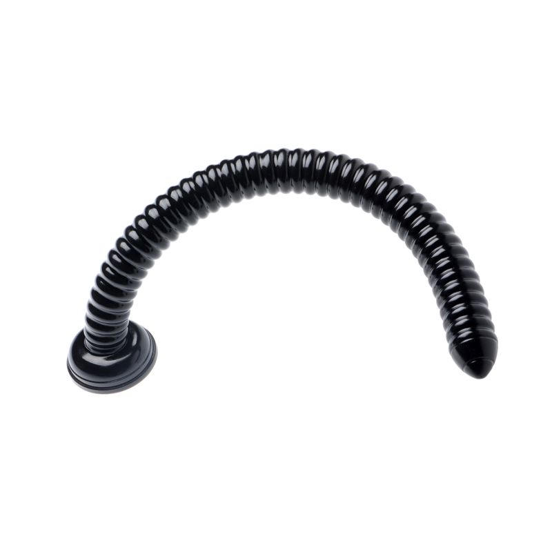 Ribbed Hose 19 Inch Flexible Dong with Suction Cup Base