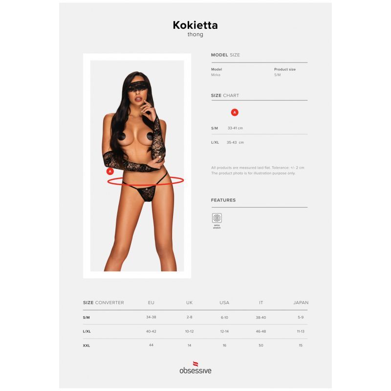Kokietta Thong Lingerie with Floral Pattern and Butterfly Design