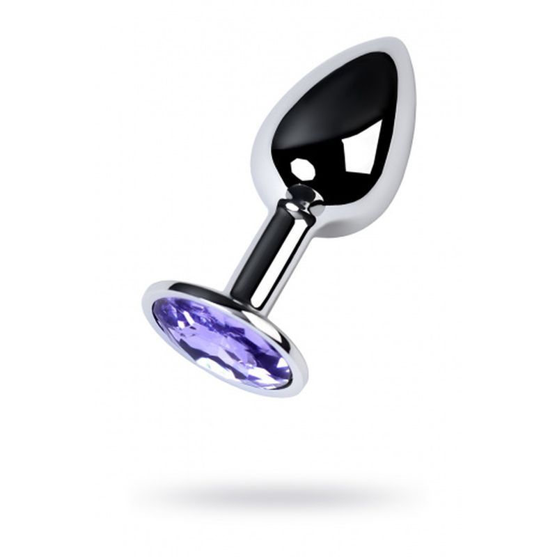 Silver Metal Anal Plug with Amethyst Crystal (Purple) – Small Anal Plug
