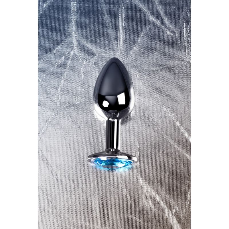 Silver Metal Anal Plug with Topaz Crystal Small
