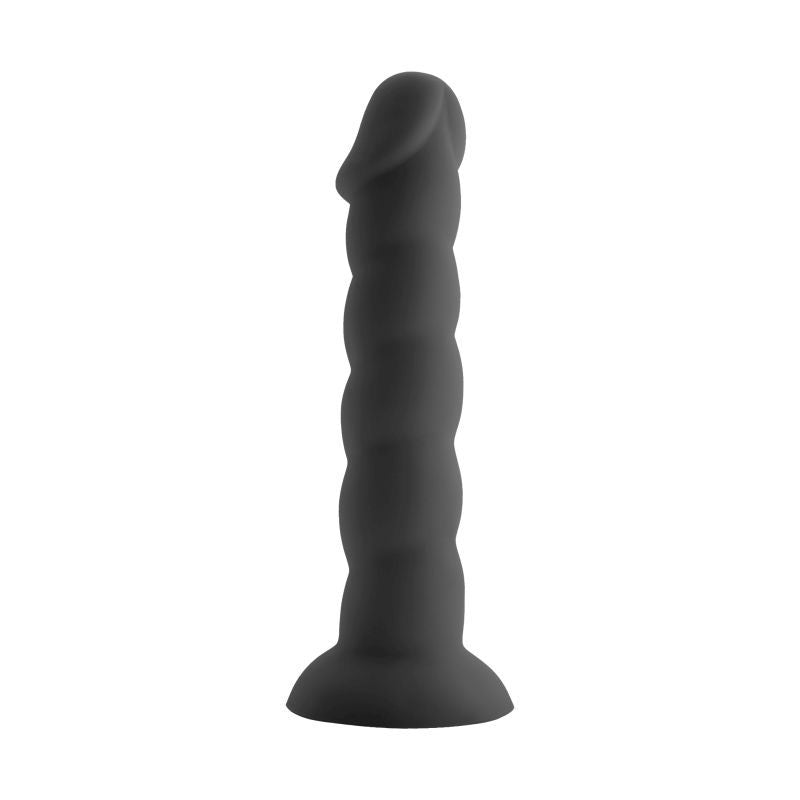 Spiral Cock Black Silicone Dildo - 19cm insertable