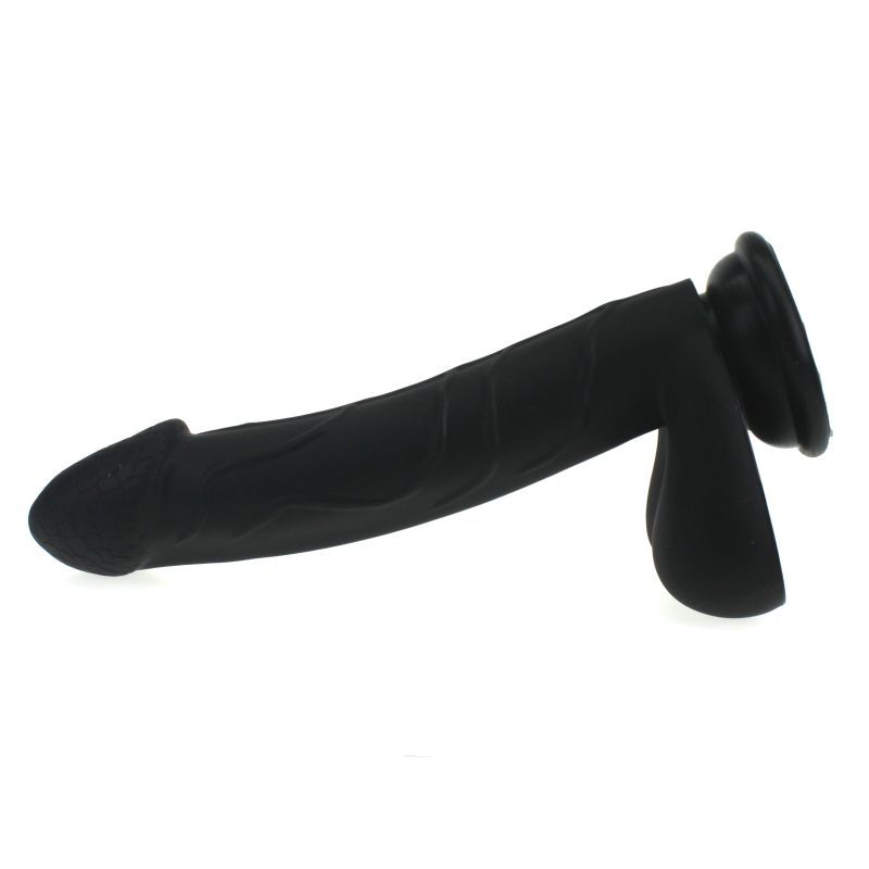 Realistic 19cm Cock W Balls Black - Lifelike Silicone Dildo