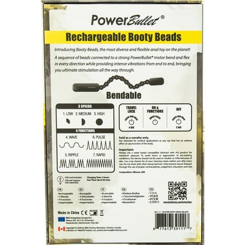 Booty Beads Black - Flexible Vibrating Anal Toy