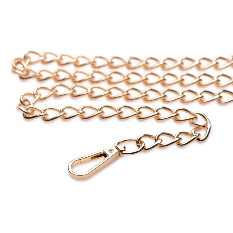Leashed Lover Black and Gold Chain Leash Adult Bondage Accessory