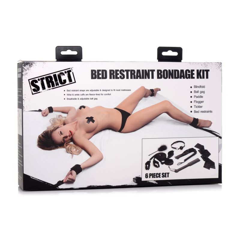 6-Piece Bed Restraint Bondage Kit Black