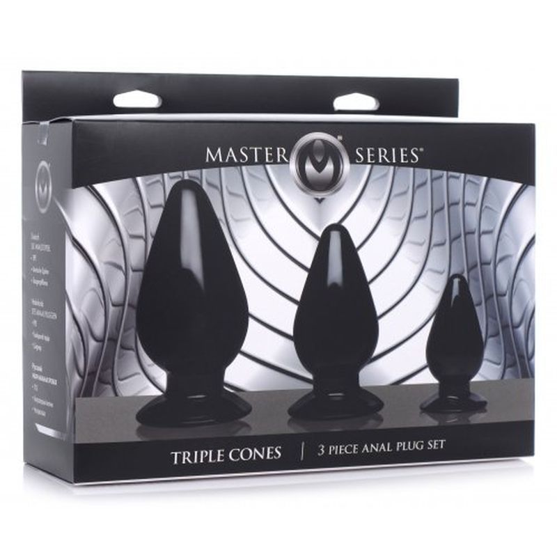 Triple Cones 3 Piece Anal Plug Set in Black