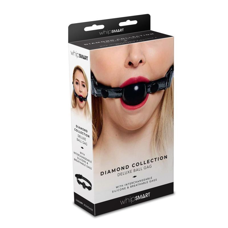 Whip Smart Diamond Deluxe Ball Gag in Black