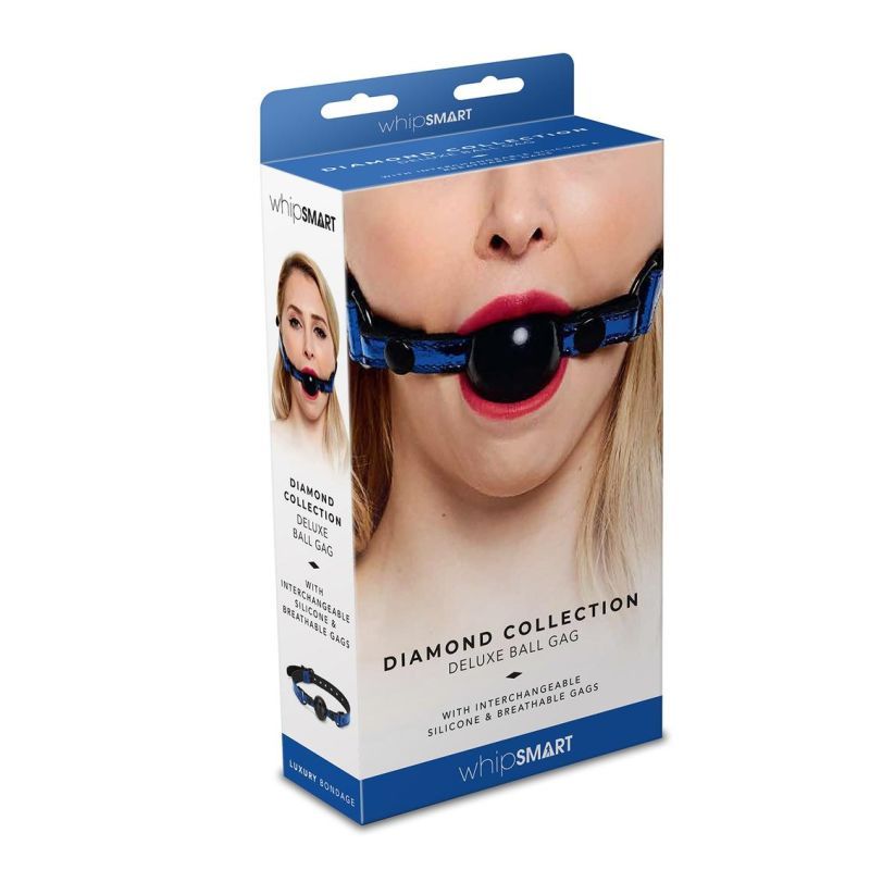 Whip Smart Diamond Deluxe Ball Gag in Blue