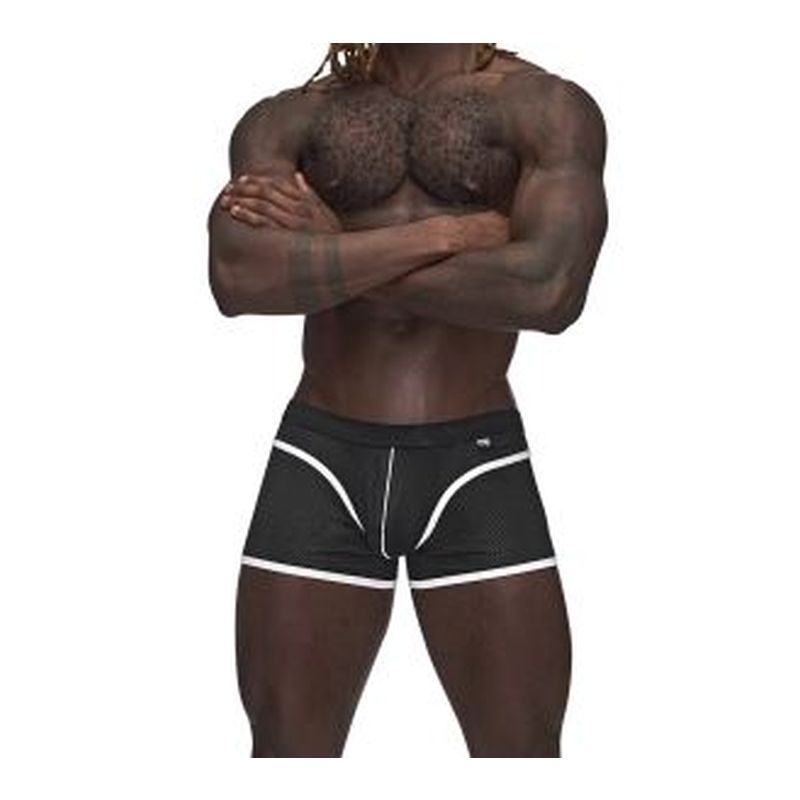 Male Power Sport Mesh Mini Shorts Black Breathable Athletic Mesh