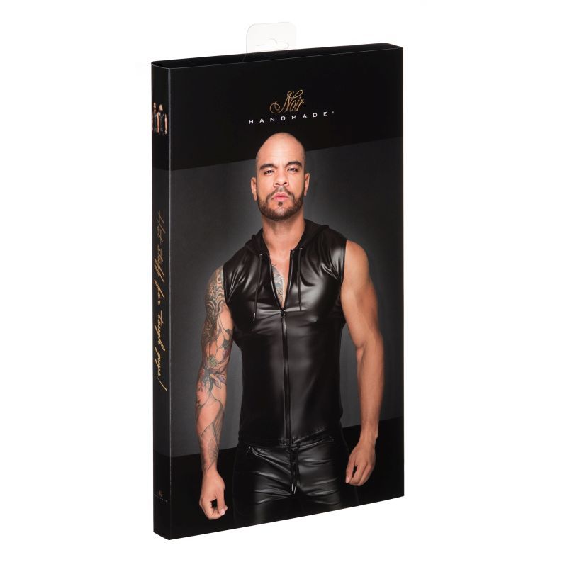 Powerwetlook Sleeveless Hooded Shirt with Two Way Zipper