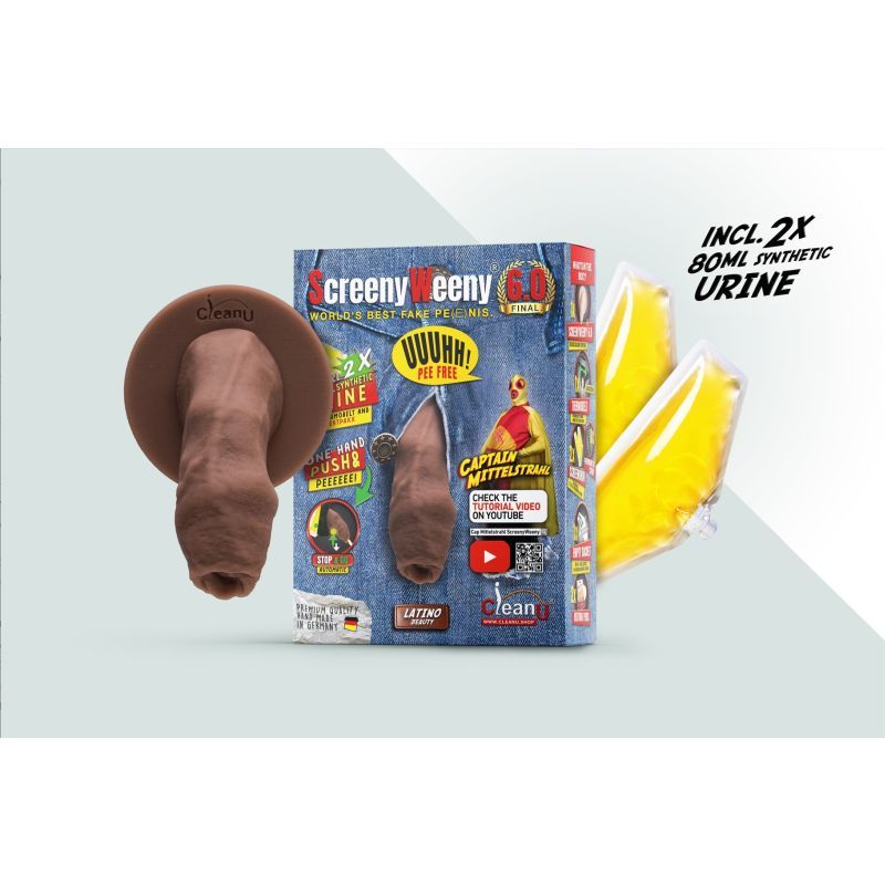 Screeny Weeny 6.0 Uncut Latino Brown Authentic Fake Penis