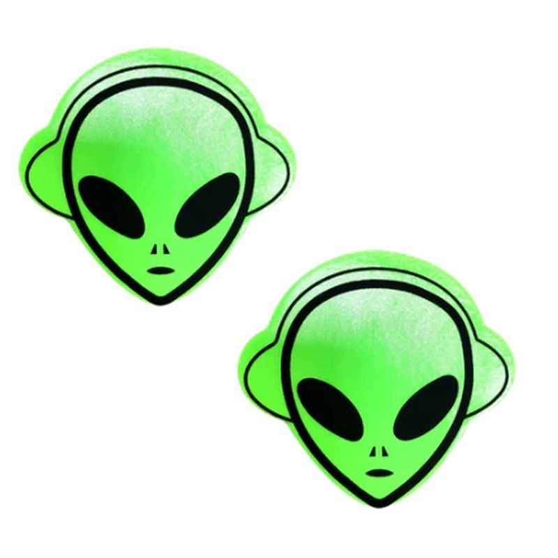 Neon Green Blacklight Alien Pasties for Raves and Parties