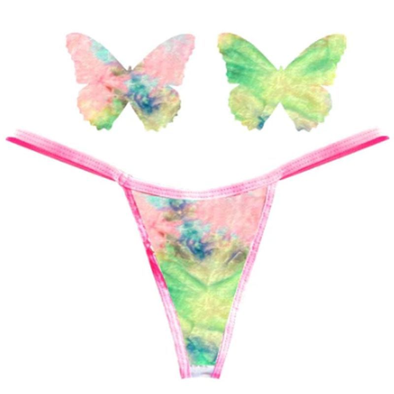Rainbow Sherbet Tie Dye Butterfly Pastie and Panty Set
