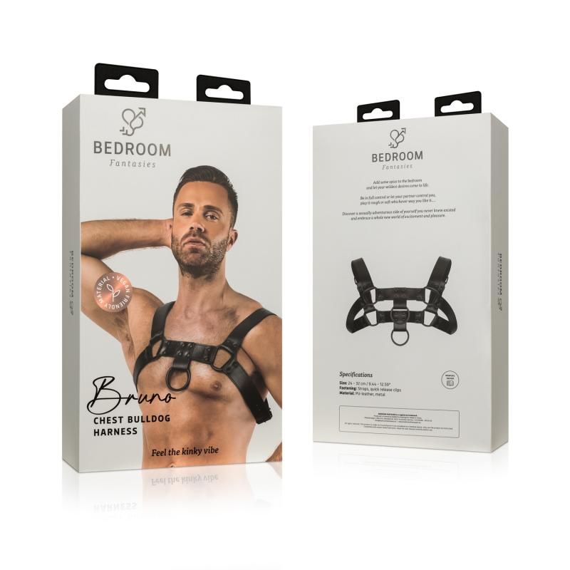 Bruno Adjustable Black Faux Leather Bondage Harness for BDSM