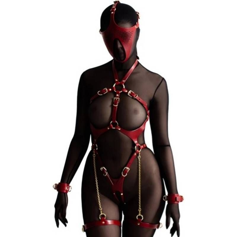 Ex Machina Genuine Leather Red Mask for Role Play and Costume