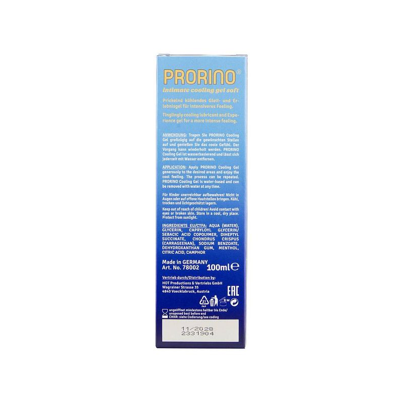 Prorino Cooling Gel Soft Lubricant 100ml Water-Soluble Formula
