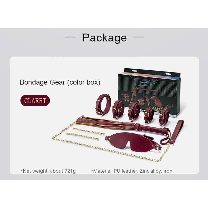 Deluxe 8-Piece Bondage Play Kit (Burgundy Gold) – BDSM Restraint Set