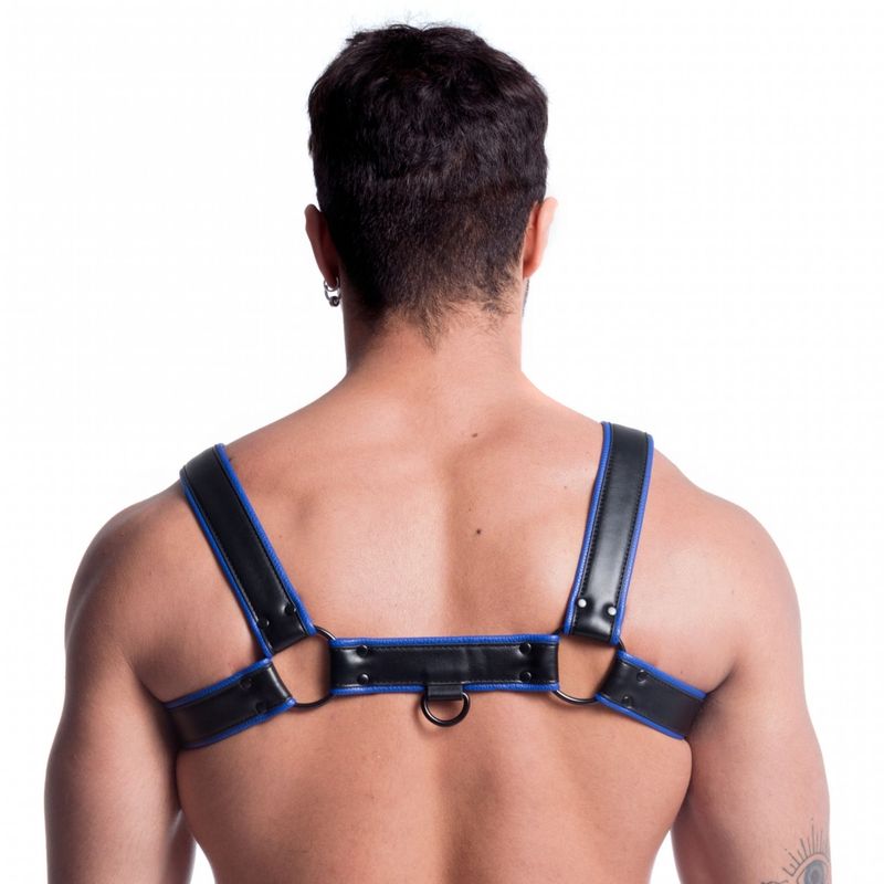 Vegan Bulldog Harness (Black and Blue) – Luxury Ethical Harness
