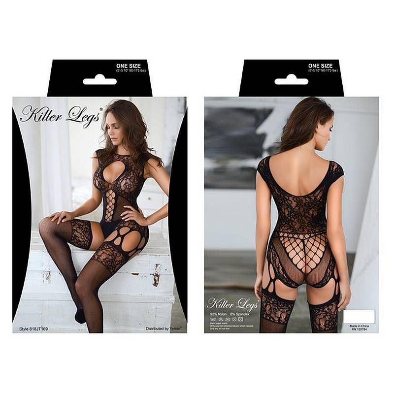 Floral Lace Mini Dress with Thong – Sheer Stretchy Lingerie