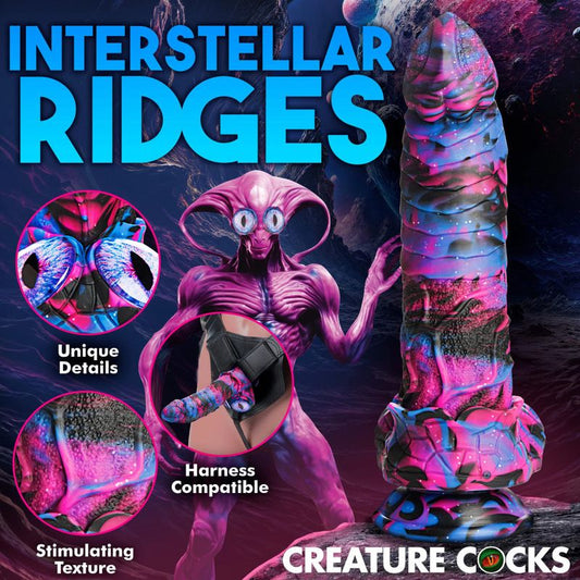 Alienoid Silicone Dildo (Red Purple Blue with Glitter) – Unique 6.7 Inch Dildo