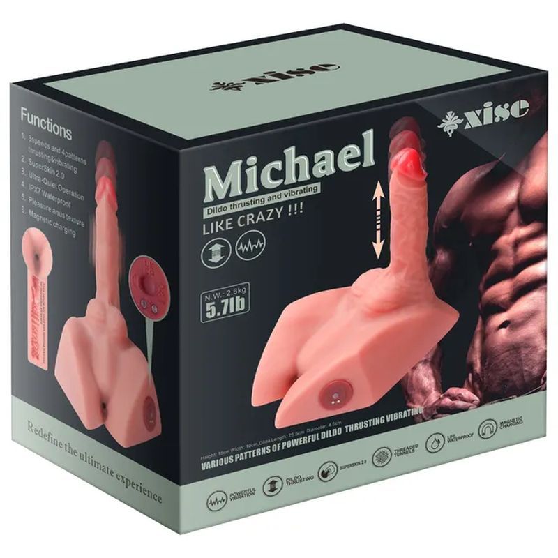 Michael 2.5kg USB Auto Thrusting Male Torso with 20cm Realistic Cock – Powerful Vibration Male Masturbator