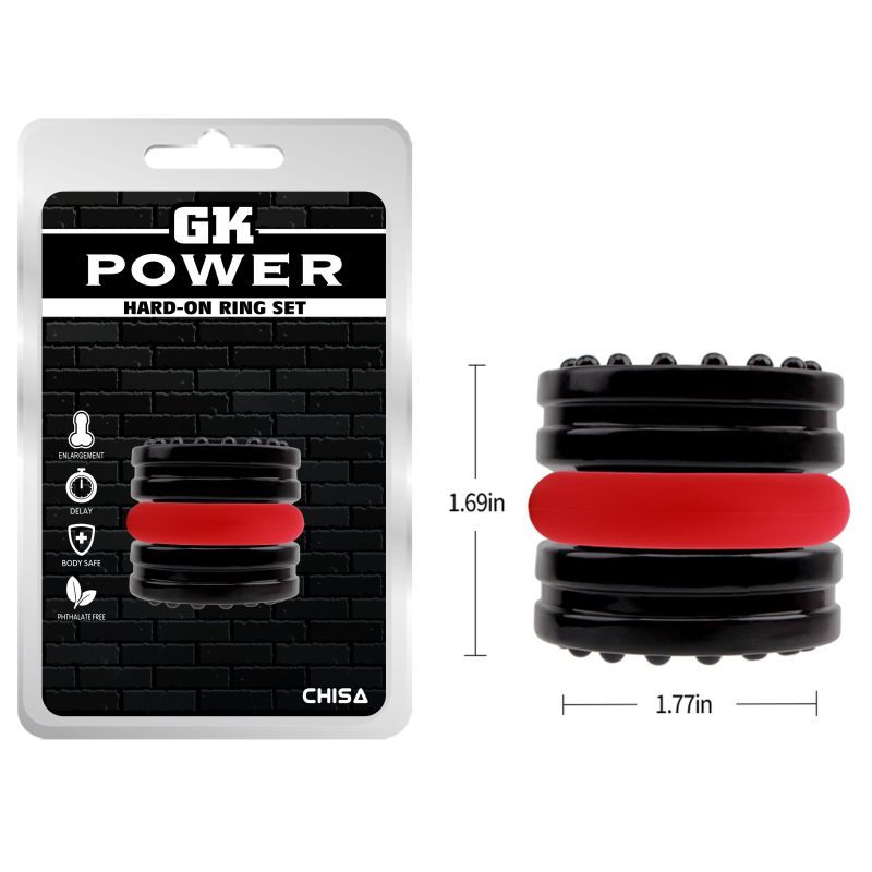 Hard On Ring Set (Black and Red) – Stretchable 4.5 cm Diameter Ring Set