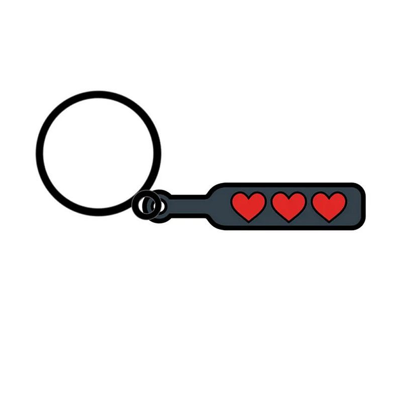 Wood Rocket Hearts Paddle Keychain – Enamel Kink Accessory Keychain