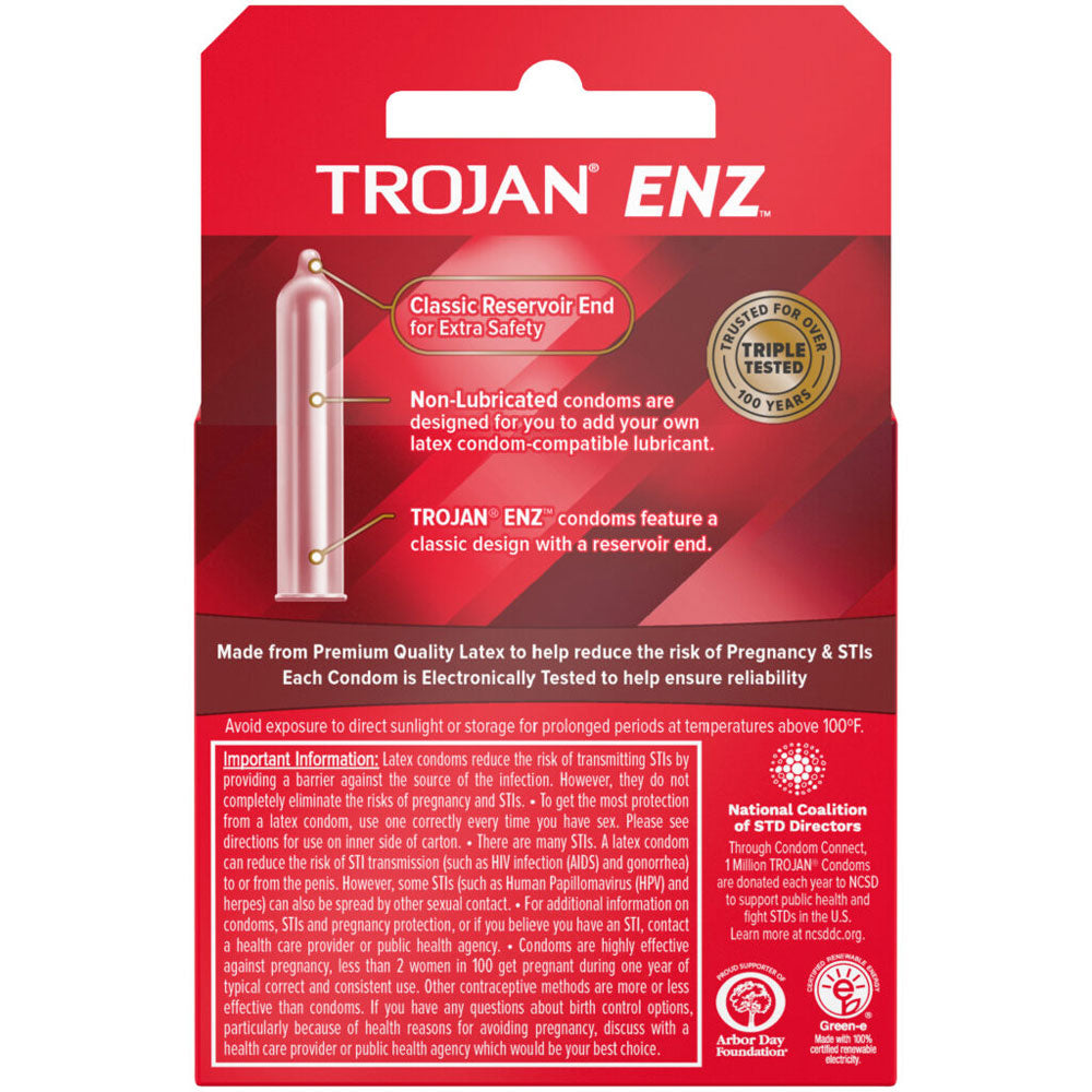Trojan Enz Non-Lubricated Latex Condoms 3 Pack Adult Intimacy