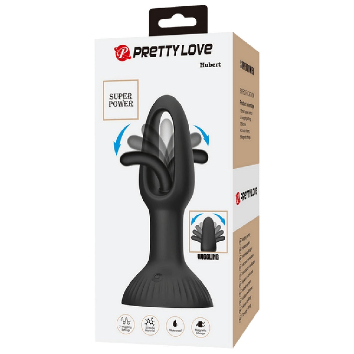 Hubert Vibrating Wiggling Butt Plug – Silicone Anal Probe with Seven Settings
