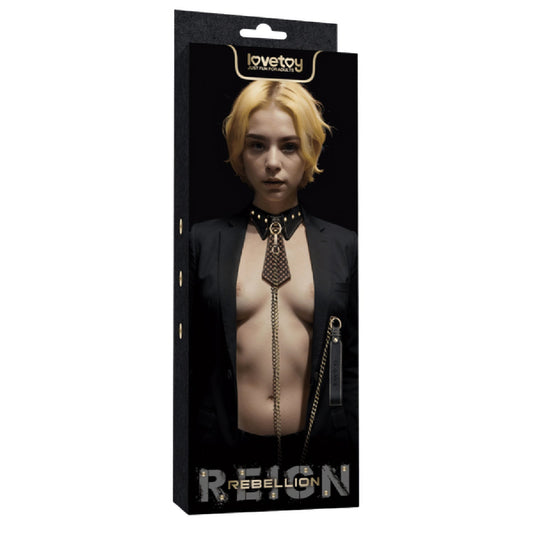 Rebellion Reign Collar with Leash – Luxury PU Leather Bondage Accessory