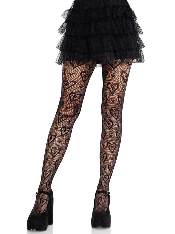 Leg Avenue Cherie Heart Net Tights (Black) – Flirty Hosiery