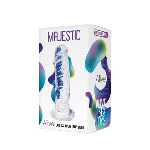 Alive Majestic Jelly Dildo 5 Inch Transparent Extra Slippery Suction Cup Base
