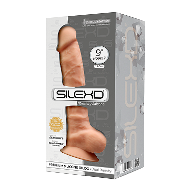 SilexD Model 1 Flesh (9 Inch) Dual Density Silicone Dildo – Strong Suction Cup Harness Compatible