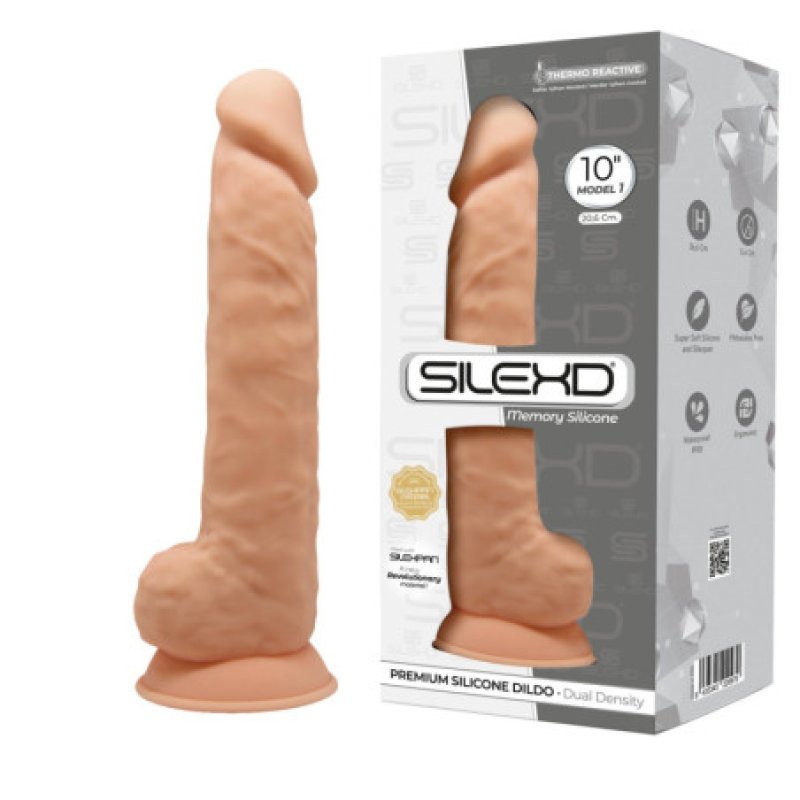 SilexD Model 1 – 10 Inch Dual Density Silicone Dildo with Balls