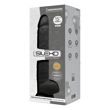 Silexd 15 Inch Model 1 Black Premium Silicone Dong with Suction Cup Base