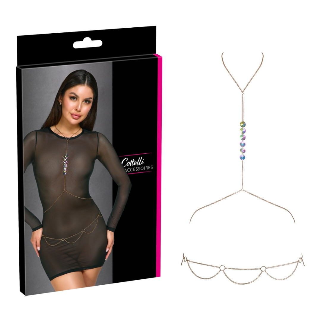 Cottelli Body Chain with Hologram Gems – Glamorous Body Jewelry Accessory