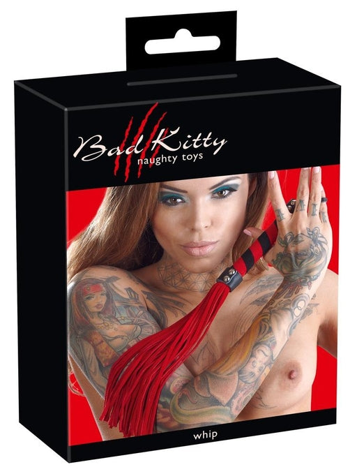 Bad Kitty Flogger Red Small 38 cm Soft Velour Textile Handle Whip